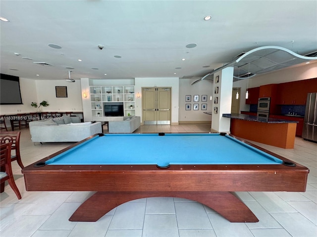 2000 N Bayshore Dr Unit 203, Miami, FL 33137 - rec room with billiards, recessed lighting, and light tile patterned flooring