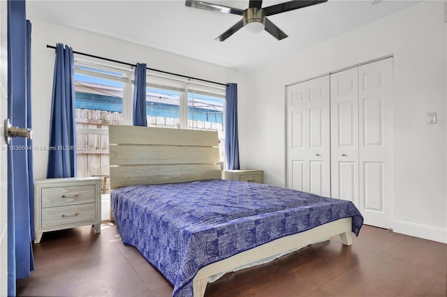 4721 W Park Rd, Hollywood, FL 33021 - bedroom with tile patterned floors, a closet, and a ceiling fan