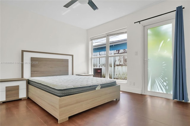 4721 W Park Rd, Hollywood, FL 33021 - bedroom with ceiling fan and dark tile patterned floors