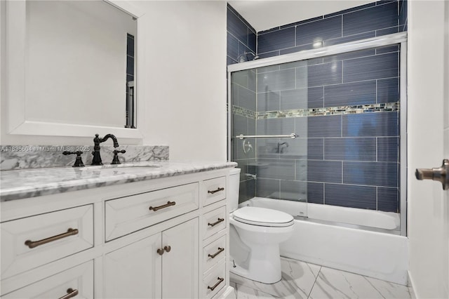 4721 W Park Rd, Hollywood, FL 33021 - full bathroom featuring marble look tiles, vanity, and combined bath / shower with glass door