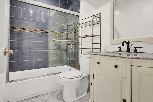 4721 W Park Rd, Hollywood, FL 33021 - bathroom featuring vanity, bath / shower combo with glass door, and marble look tile flooring