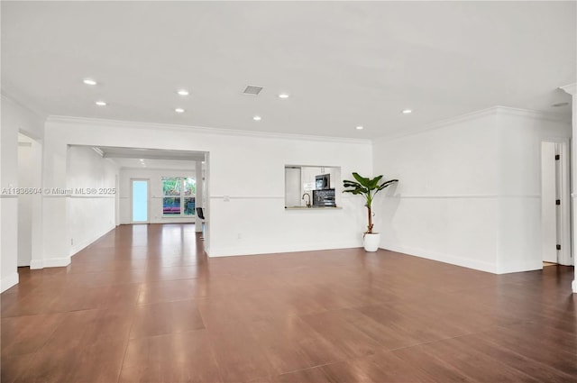 4721 W Park Rd, Hollywood, FL 33021 - unfurnished living room featuring crown molding, wood finished floors, and recessed lighting