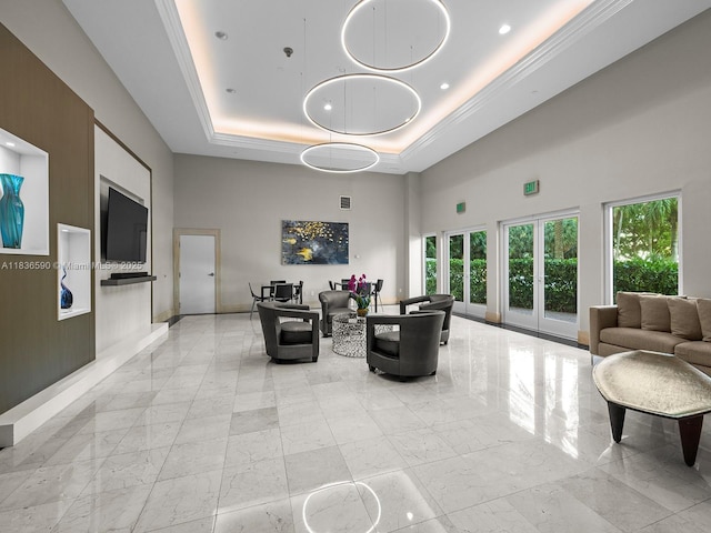 2645 S Bayshore Dr Unit 304, Miami, FL 33133 - common area with a towering ceiling, crown molding, and recessed lighting
