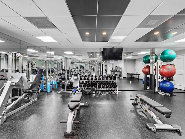 2645 S Bayshore Dr Unit 304, Miami, FL 33133 - gym featuring a paneled ceiling