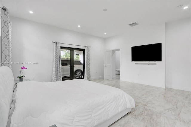 7970 SW 26th St, Miami, FL 33155 - bedroom with marble tiled flooring, recessed lighting, and access to outside