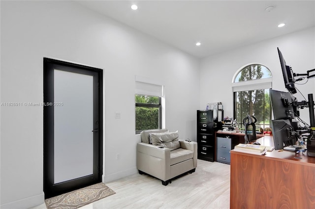 7970 SW 26th St, Miami, FL 33155 - office area with recessed lighting and light wood-style flooring