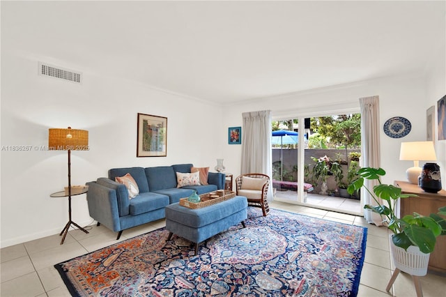 6886 N Kendall Dr Unit D102, Pinecrest, FL 33156 - living area featuring tile patterned floors and ornamental molding