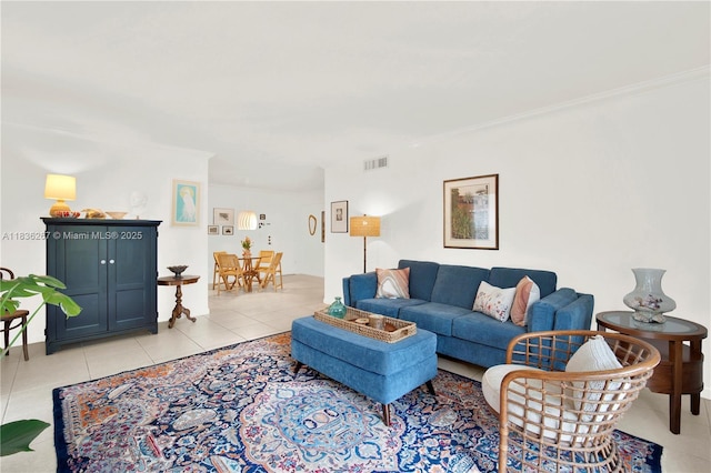 6886 N Kendall Dr Unit D102, Pinecrest, FL 33156 - living room featuring light tile patterned floors and crown molding