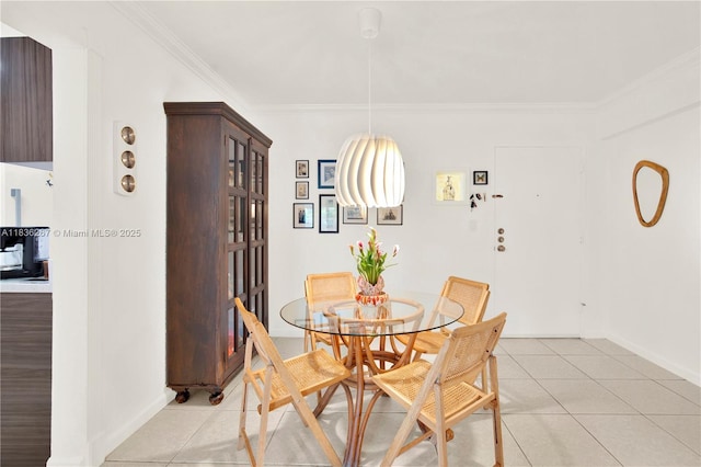 6886 N Kendall Dr Unit D102, Pinecrest, FL 33156 - dining room featuring crown molding and light tile patterned flooring