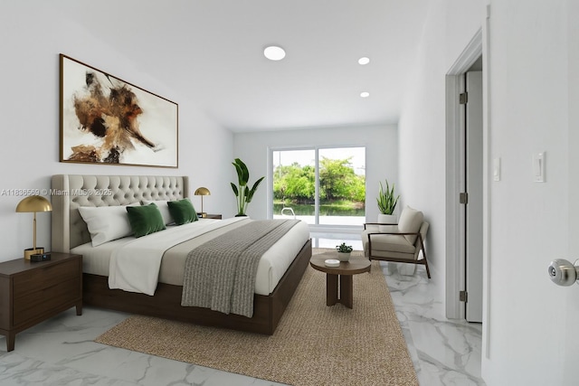 4808 Mango Dr, Tamarac, FL 33319 - bedroom featuring light marble finish floors and recessed lighting