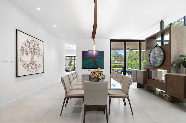 8875 SW 61st Ct, Pinecrest, FL 33156 - tiled dining area with baseboards and recessed lighting
