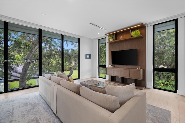 8875 SW 61st Ct, Pinecrest, FL 33156 - living area featuring floor to ceiling windows and light wood-style flooring