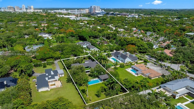 8875 SW 61st Ct, Pinecrest, FL 33156 - aerial perspective of suburban area featuring property parcel outlined