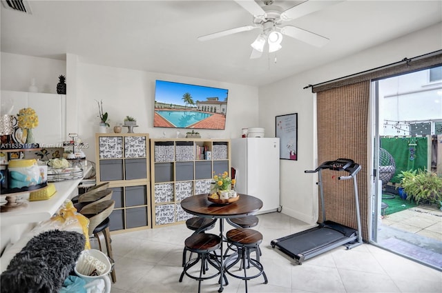 4292 SW 156th Ave Unit 154, Miramar, FL 33027 - living room featuring a ceiling fan and light tile patterned floors