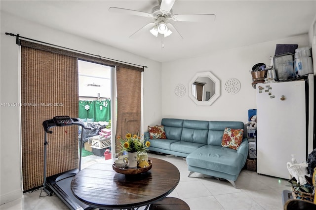 4292 SW 156th Ave Unit 154, Miramar, FL 33027 - living room with light tile patterned floors and a ceiling fan