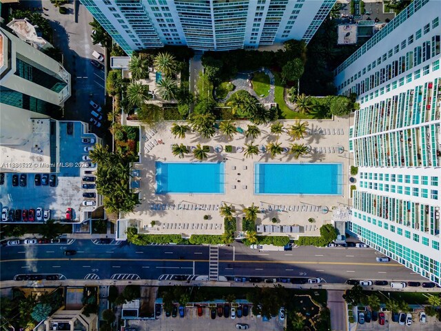 951 Brickell Ave Unit 2405, Miami, FL 33131 - aerial view of property and surrounding area with a pool