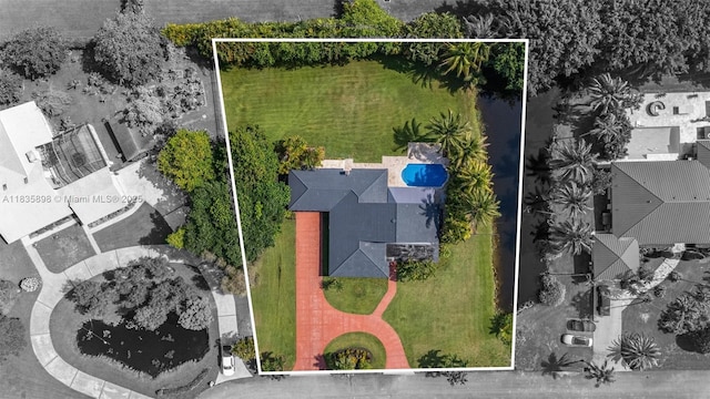 11965 SW 15th Ct, Davie, FL 33325 - aerial overview of property's location featuring property parcel outlined and a pool