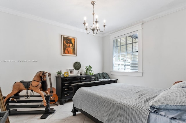12530 SW 96th Ct, Miami, FL 33176 - bedroom featuring a chandelier, crown molding, and light tile patterned floors