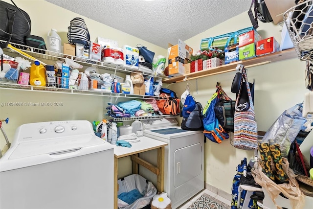 3300 Atlanta St, Hollywood, FL 33021 - laundry area with separate washer and dryer, a textured ceiling, and tile patterned floors