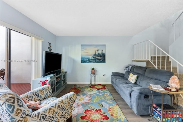 3300 Atlanta St, Hollywood, FL 33021 - living area with wood finished floors and stairway
