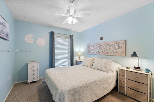 3300 Atlanta St, Hollywood, FL 33021 - bedroom featuring dark colored carpet, a textured ceiling, and a ceiling fan