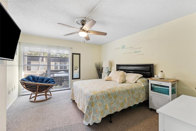 3300 Atlanta St, Hollywood, FL 33021 - carpeted bedroom featuring a textured ceiling, access to exterior, and a ceiling fan