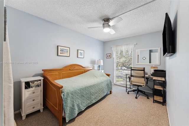 3300 Atlanta St, Hollywood, FL 33021 - bedroom with carpet, a textured ceiling, ceiling fan, and a desk