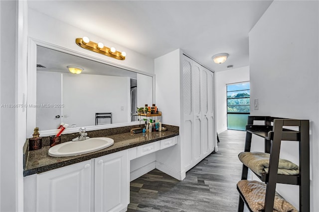3401 N Country Club Dr Unit 308, Aventura, FL 33180 - bathroom with vanity and wood finished floors
