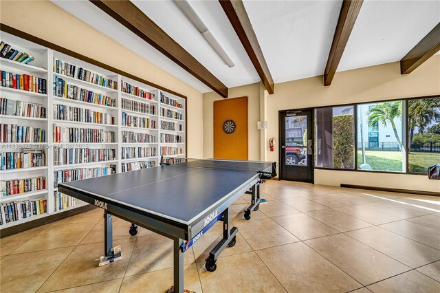 3401 N Country Club Dr Unit 308, Aventura, FL 33180 - playroom with beam ceiling and tile patterned flooring