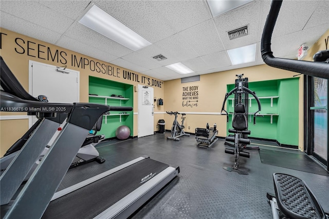 3401 N Country Club Dr Unit 308, Aventura, FL 33180 - workout area featuring a paneled ceiling