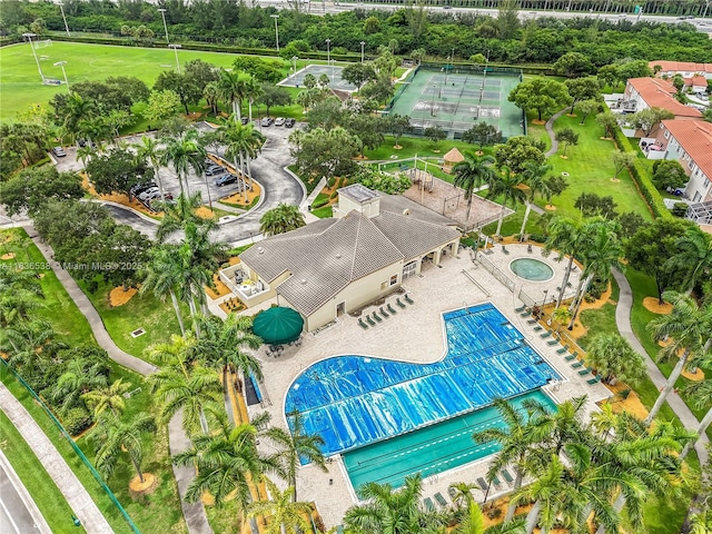 15107 NW 8th St, Pembroke Pines, FL 33028 - bird's eye view of a pool area