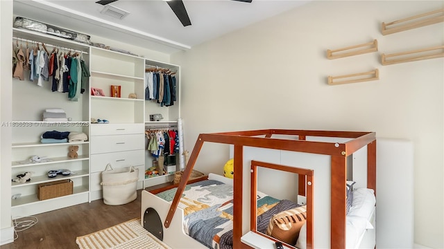 15107 NW 8th St, Pembroke Pines, FL 33028 - bedroom featuring wood finished floors, a closet, and a ceiling fan