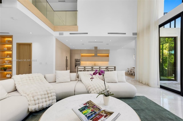 1351 SW 16th St, Miami, FL 33145 - living area featuring a high ceiling and recessed lighting
