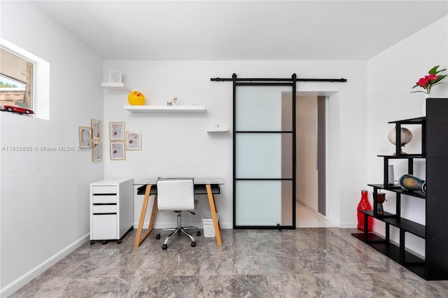 5712 White Hickory Cir, Tamarac, FL 33319 - office space with a barn door and marble tiled floors