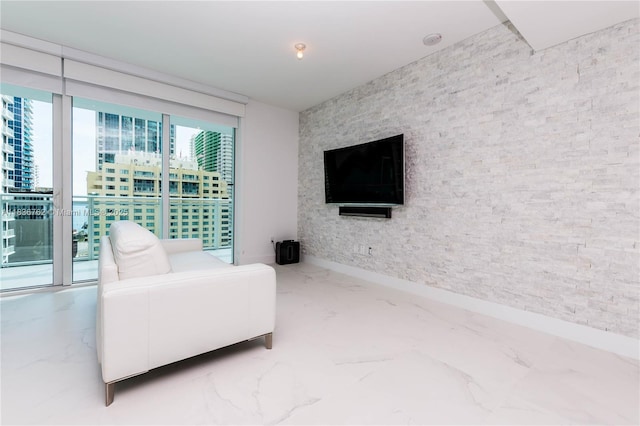1080 Brickell Ave Unit 1708, Miami, FL 33131 - living area featuring marble finish flooring and baseboards