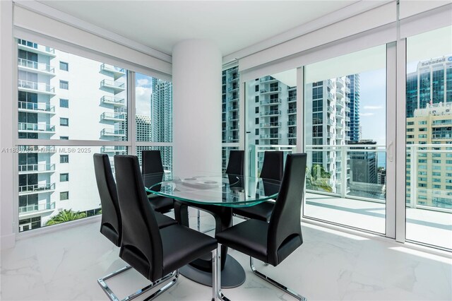 1080 Brickell Ave Unit 1708, Miami, FL 33131 - dining area with marble finish floors and a view of city