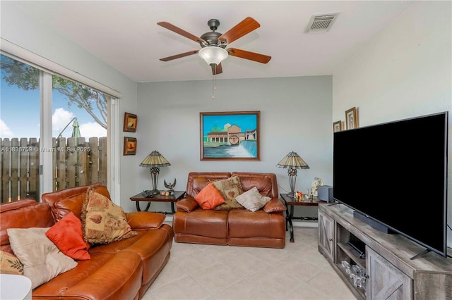 12548 SW 126th Ave, Miami, FL 33186 - living room featuring light tile patterned floors and a ceiling fan