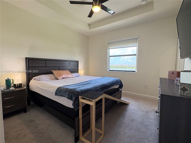 3482 114th Ter, Hialeah, FL 33018 - carpeted bedroom featuring a tray ceiling and ceiling fan