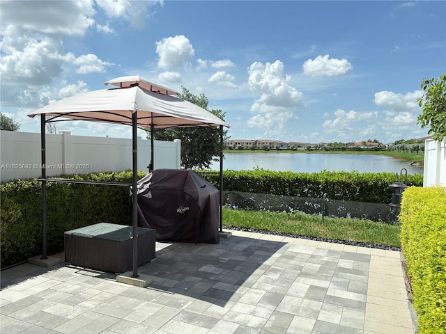3482 114th Ter, Hialeah, FL 33018 - view of patio featuring a grill, a gazebo, and a water view