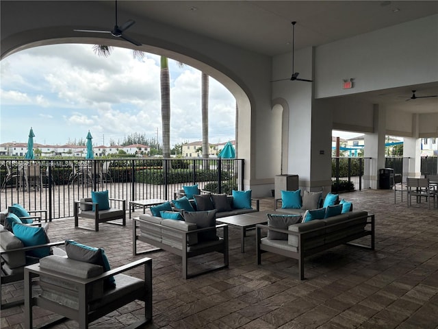 3482 114th Ter, Hialeah, FL 33018 - view of patio / terrace with a ceiling fan and an outdoor living space