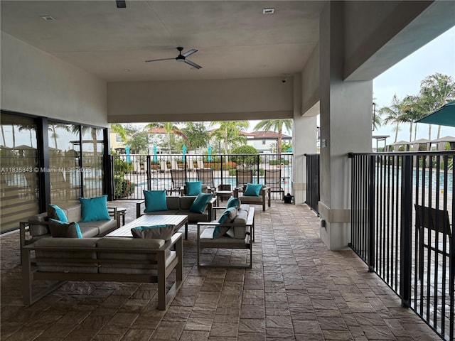 3482 114th Ter, Hialeah, FL 33018 - view of patio / terrace with an outdoor hangout area and a ceiling fan