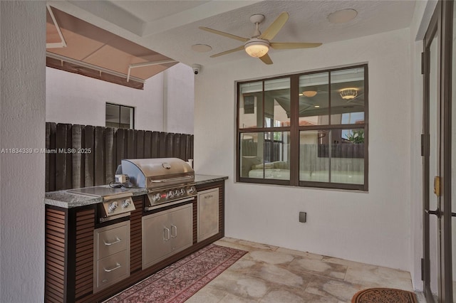 1007 NW 99th Ct, Miami, FL 33172 - view of patio with exterior kitchen and a ceiling fan