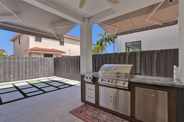 1007 NW 99th Ct, Miami, FL 33172 - view of patio with exterior kitchen and a ceiling fan
