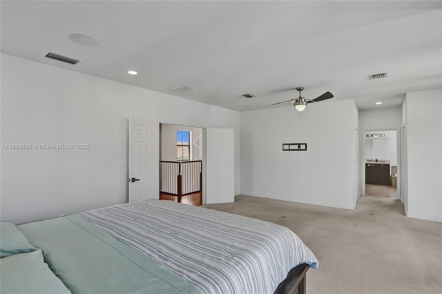 1007 NW 99th Ct, Miami, FL 33172 - bedroom with light carpet, recessed lighting, and ceiling fan