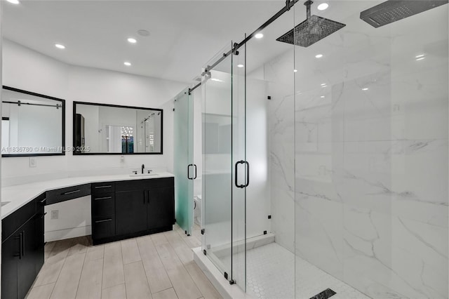 120 NW 41st St, Miami, FL 33127 - full bath featuring a shower stall, vanity, and recessed lighting