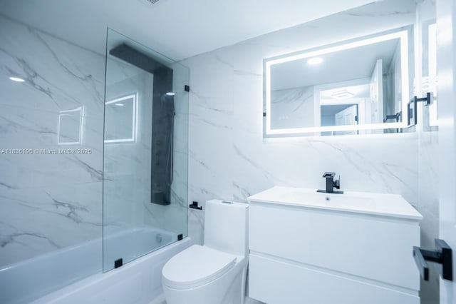 2780 N Pine Island Rd Unit 211, Sunrise, FL 33322 - full bathroom featuring tile walls, vanity, and shower / washtub combination