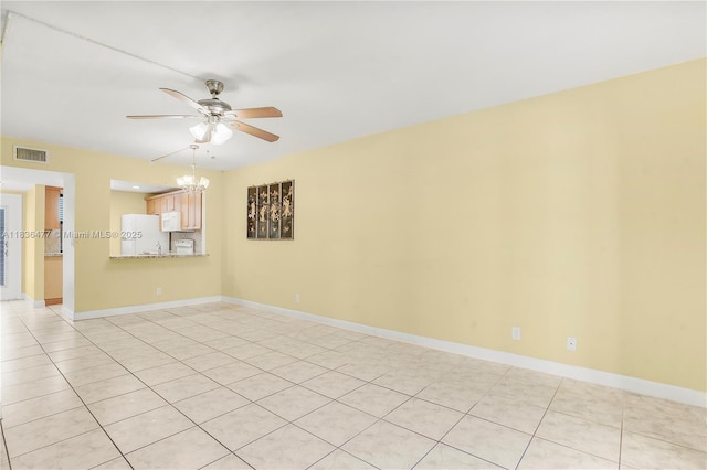 10332 Sunrise Lakes Blvd Unit 206, Sunrise, FL 33322 - empty room featuring a ceiling fan, a chandelier, and light tile patterned floors