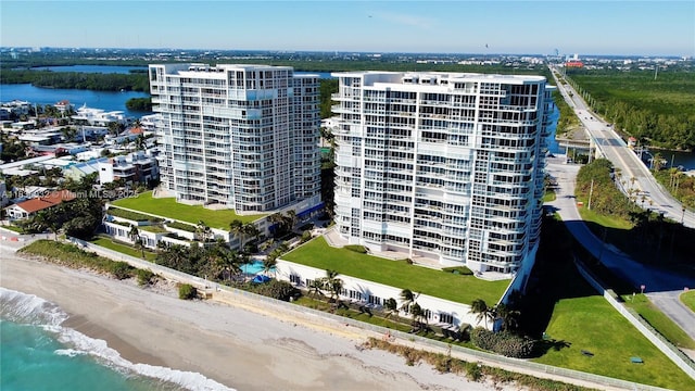 6051 N Ocean Dr Unit 404, Hollywood, FL 33019 - drone / aerial view of unending shoreline and apartment complex