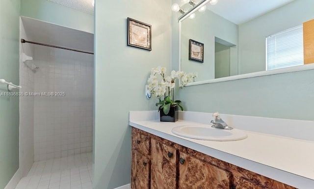 6858 S Congress Ave, Lake Worth, FL 33462 - full bathroom with vanity, a tile shower, and tile patterned flooring