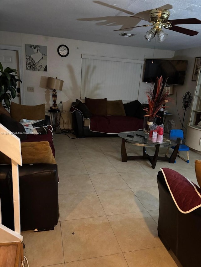 1203 Sussex Dr, North Lauderdale, FL 33068 - living area with a ceiling fan and light tile patterned floors